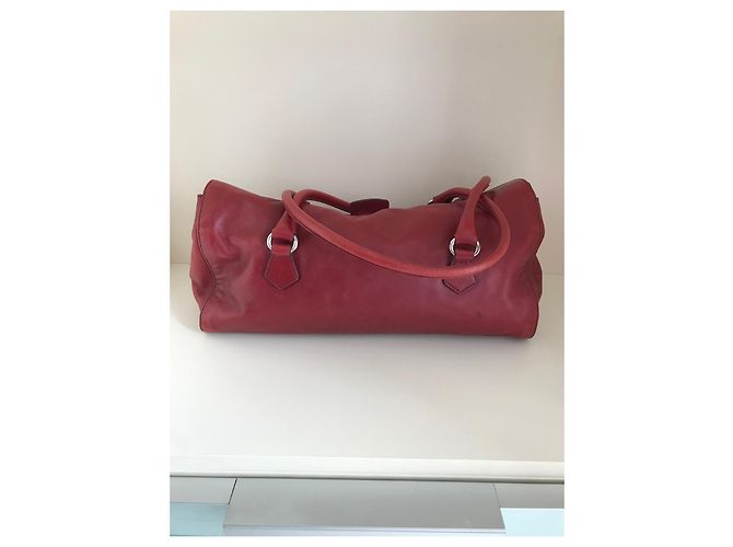 Vitello Borsa Prada Easy in pelle di agnello rosso scuro Bordò - vista 5