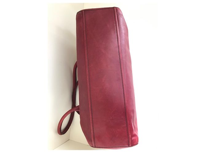 Vitello Borsa Prada Easy in pelle di agnello rosso scuro Bordò - vista 7