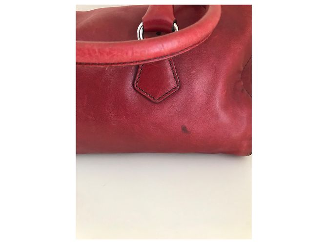 Vitello Borsa Prada Easy in pelle di agnello rosso scuro Bordò - vista 8