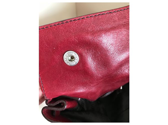 Vitello Borsa Prada Easy in pelle di agnello rosso scuro Bordò - vista 9