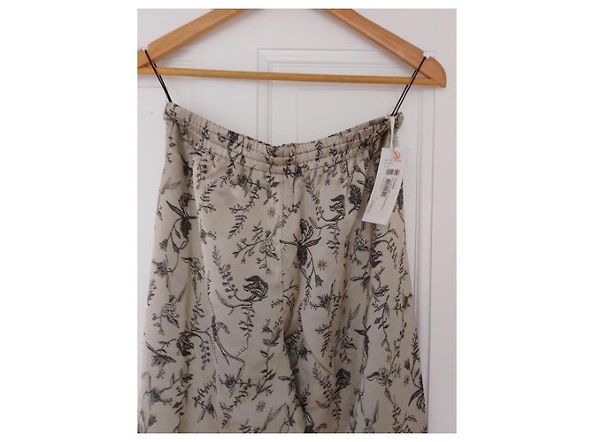 Pantalones con estampado de seda Forte Forte Negro Beige - vista 2