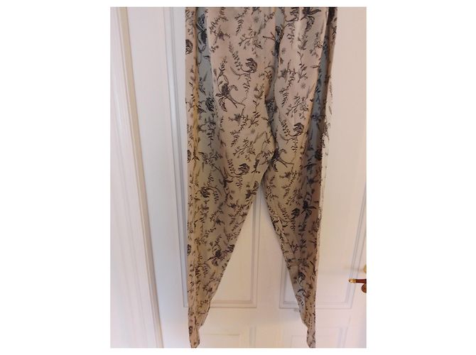 Pantalones con estampado de seda Forte Forte Negro Beige - vista 3