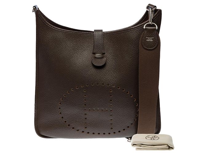 Hermès Sac HERMES Evelyne en Cuir Marron - 101349 - vue 4