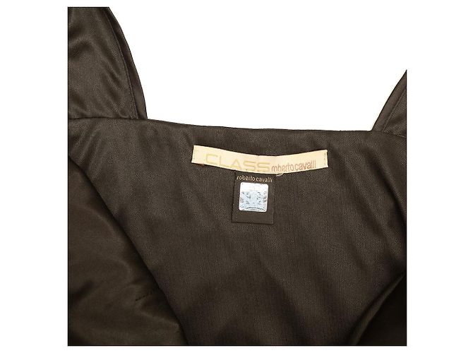 Class Roberto Cavalli Blusa sin mangas con estampado de cebra de red negra sz 42 Negro Plata - vista 3