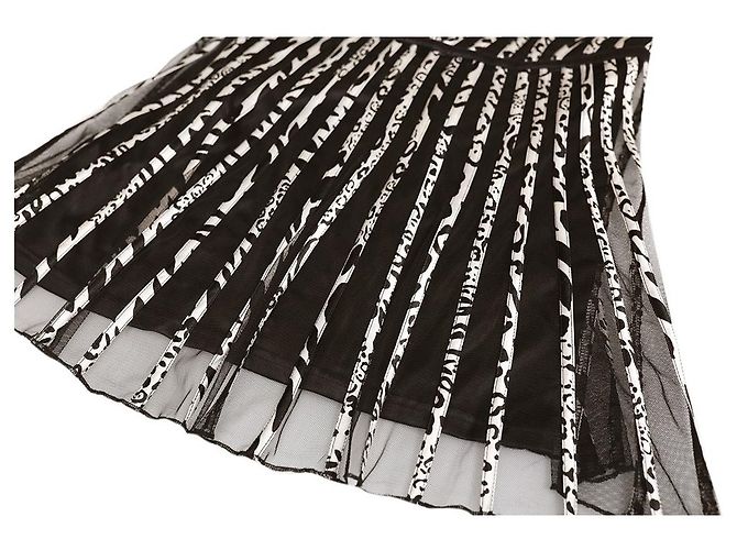 Class Roberto Cavalli Blusa sin mangas con estampado de cebra de red negra sz 42 Negro Plata - vista 6