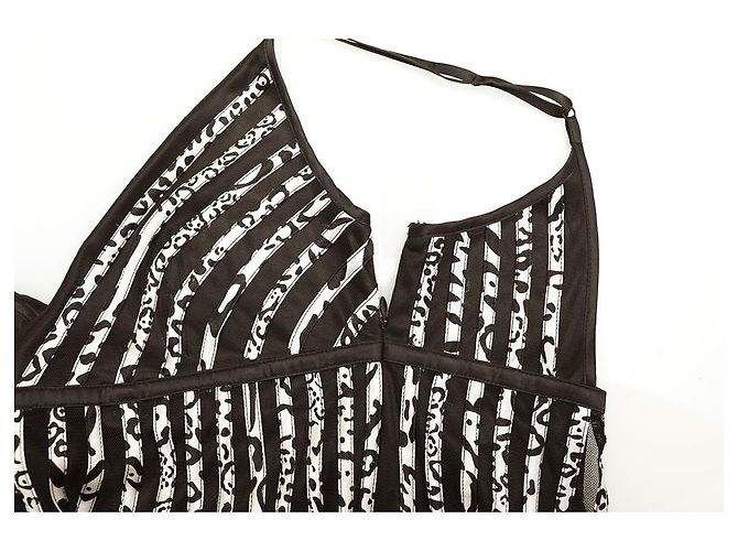 Class Roberto Cavalli Blusa sin mangas con estampado de cebra de red negra sz 42 Negro Plata - vista 7