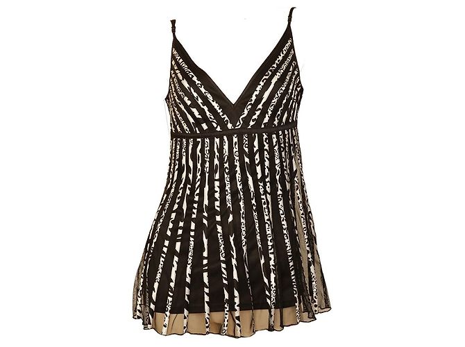 Class Roberto Cavalli Blusa sin mangas con estampado de cebra de red negra sz 42 Negro Plata - vista 8