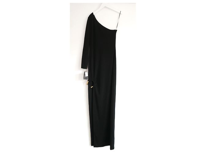 Haney Tracee Schwarzes Maxikleid mit seitlichem Schlitz - Ansicht 2