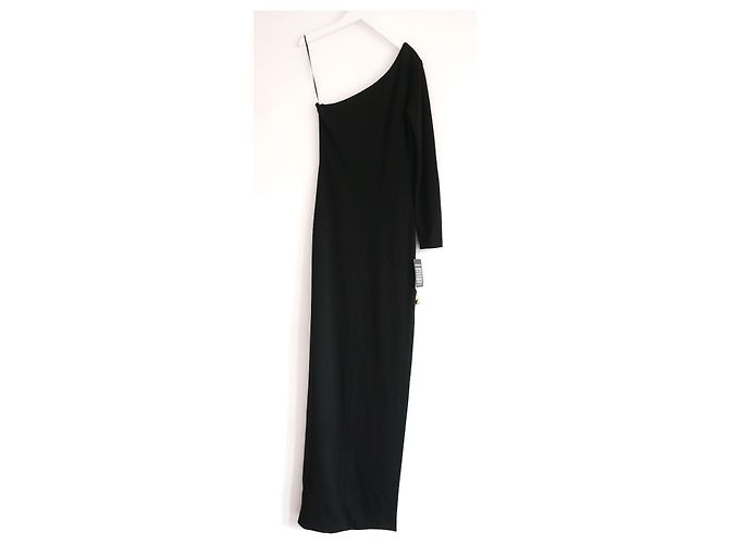 Haney Tracee Schwarzes Maxikleid mit seitlichem Schlitz - Ansicht 3