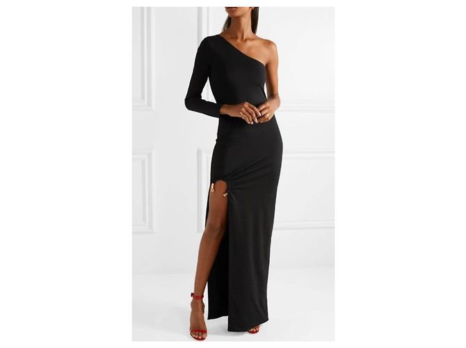 Haney Tracee Schwarzes Maxikleid mit seitlichem Schlitz - Ansicht 4