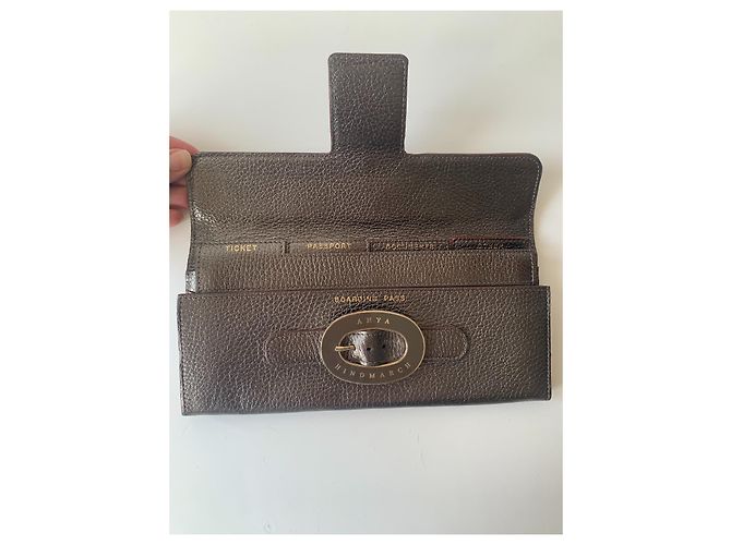 Anya Hindmarch Cartella da viaggio in pelle bronzo - vista 3