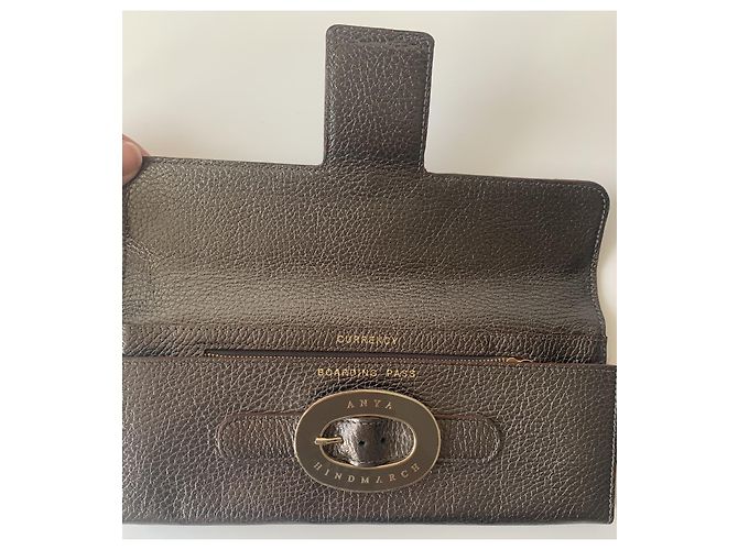 Anya Hindmarch Cartella da viaggio in pelle bronzo - vista 8