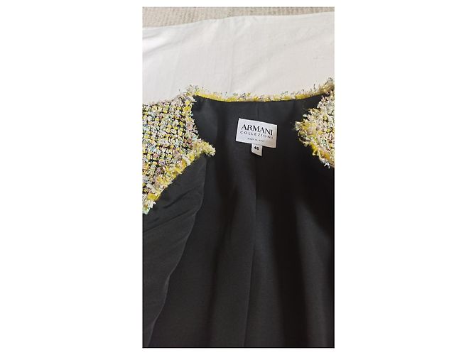 Armani Collezioni Tweed-Blazer Gelb Seidenfutter Mehrfarben - Ansicht 10