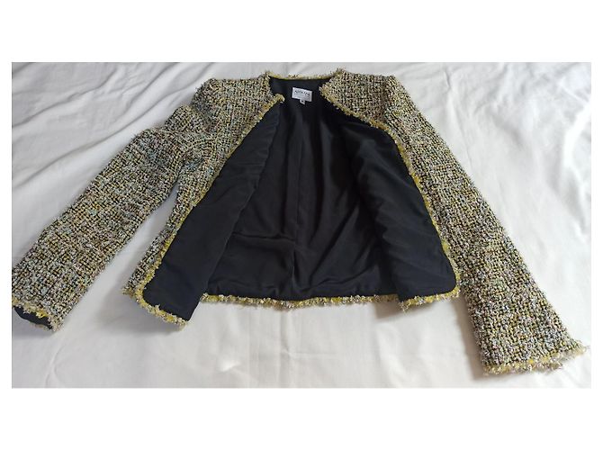 Armani Collezioni Tweed-Blazer Gelb Seidenfutter Mehrfarben - Ansicht 11