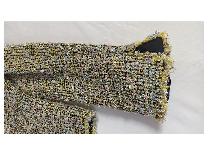 Armani Collezioni Tweed-Blazer Gelb Seidenfutter Mehrfarben - Ansicht 12