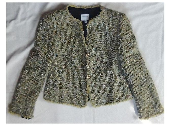 Armani Collezioni Tweed-Blazer Gelb Seidenfutter Mehrfarben - Ansicht 13