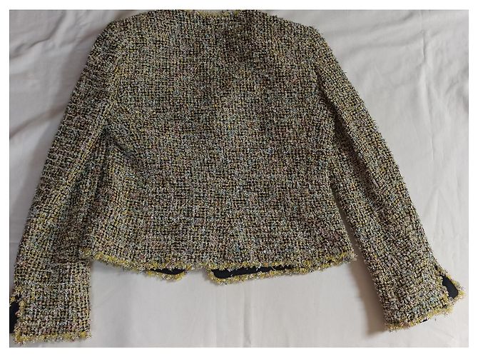 Armani Collezioni Tweed-Blazer Gelb Seidenfutter Mehrfarben - Ansicht 2