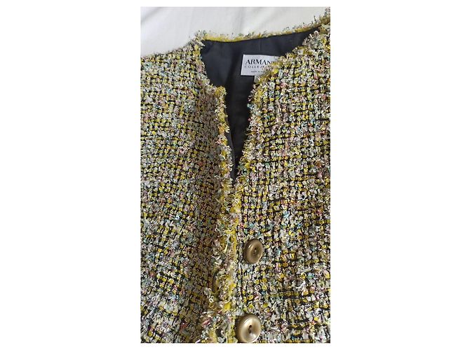 Armani Collezioni Tweed-Blazer Gelb Seidenfutter Mehrfarben - Ansicht 8