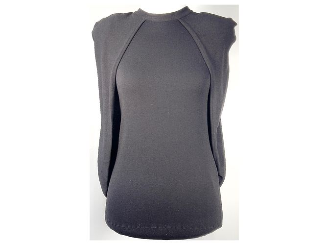 GIVENCHY Stretch-Strickoberteil mit Cape-Effekt in Schwarz - Ansicht 2