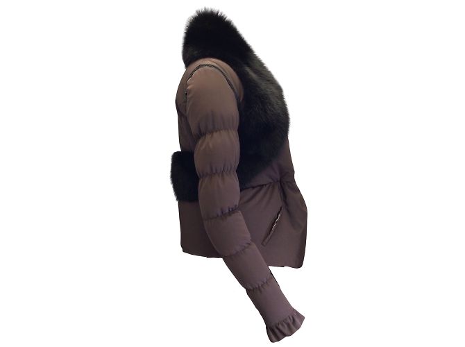 Thomas Wylde Brown / Jaqueta puffer com gola de pele de raposa preta - vista 2