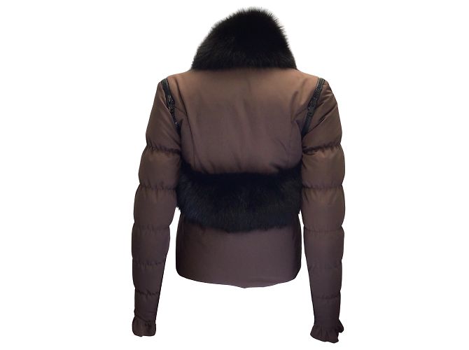 Thomas Wylde Brown / Jaqueta puffer com gola de pele de raposa preta - vista 3