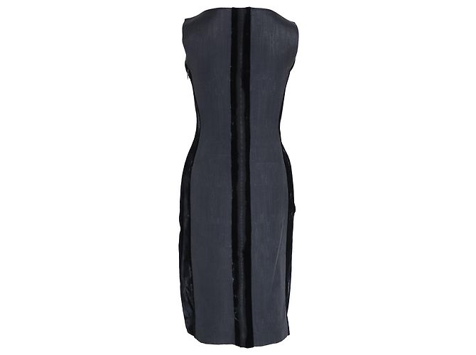 Vestido bainha sem mangas Alberta Ferretti em acetato cinza - vista 3