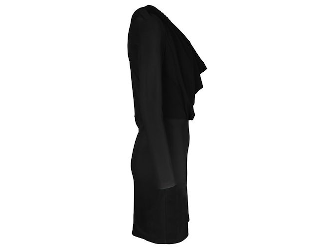 Minivestido de manga comprida com gola drapeada Givenchy em viscose preta Preto - vista 2