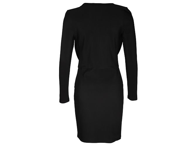 Minivestido de manga comprida com gola drapeada Givenchy em viscose preta Preto - vista 3
