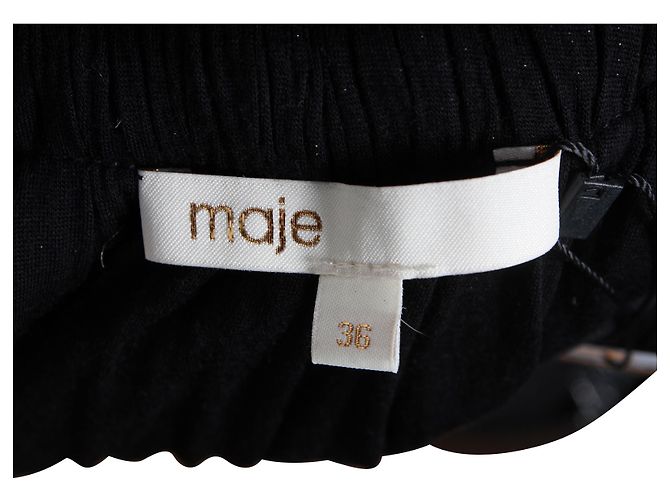 Pagliaccetto senza maniche con scollo a V Maje in poliestere nero metallizzato - vista 4