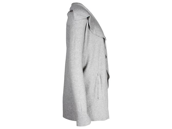 Theory Rippstrick-Cardigan aus grauer Viskose - Ansicht 2