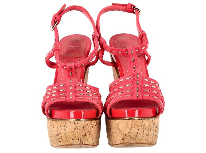Sandali con zeppa Dior Antica in pelle rosa - vista 2