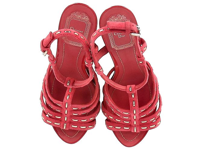 Sandali con zeppa Dior Antica in pelle rosa - vista 5