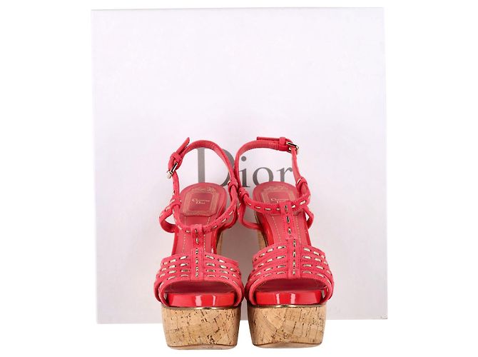 Sandali con zeppa Dior Antica in pelle rosa - vista 7