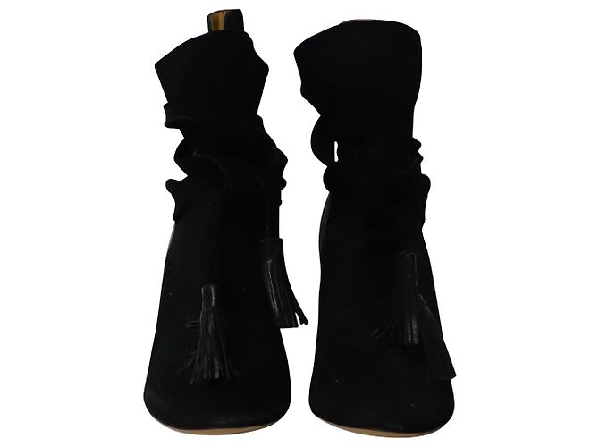 Botines de tacón cuadrado Ba&Sh en ante negro - vista 2