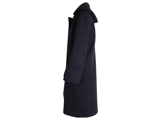 Céline Cappotto con cappuccio Celine in Lana Vergine Blu Navy - vista 2