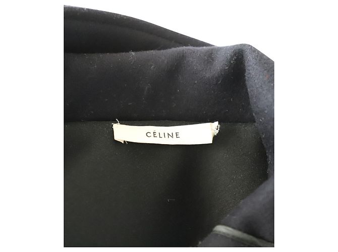 Céline Cappotto con cappuccio Celine in Lana Vergine Blu Navy - vista 4