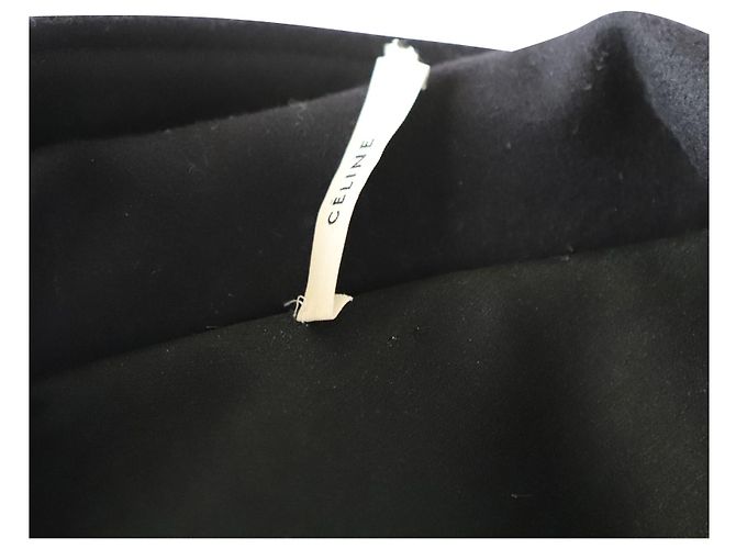 Céline Cappotto con cappuccio Celine in Lana Vergine Blu Navy - vista 6