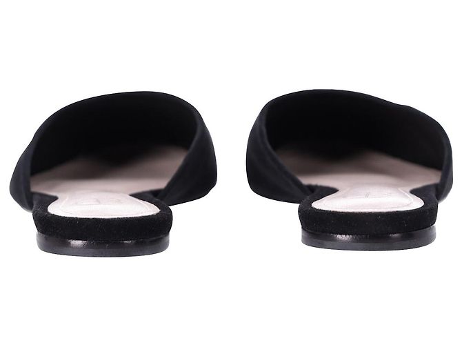 Autre Marque Sabot piatti con punta quadrata Porte & Paire in pelle scamosciata nera Nero - vista 4