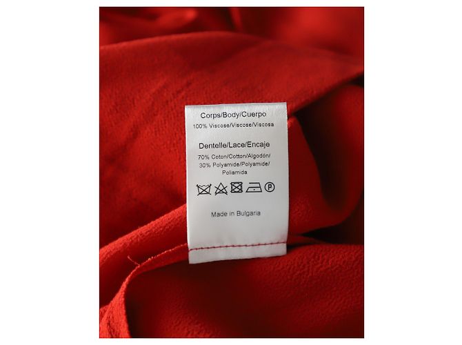 Sandro Paris Vestido sem mangas com acabamento em renda e decote em V em Red Cupro Vermelho - vista 6