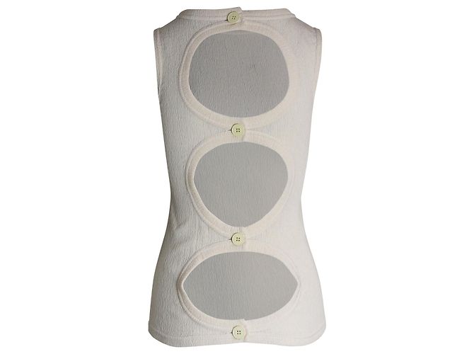 Céline Celine Top sem mangas sem costas em seda creme - vista 3