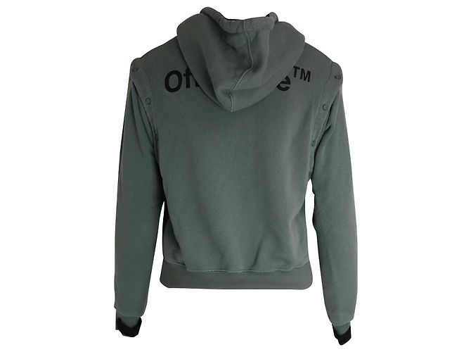 Off White Pull à capuche à manches amovibles Off-White Hoodie en coton kaki - vue 2