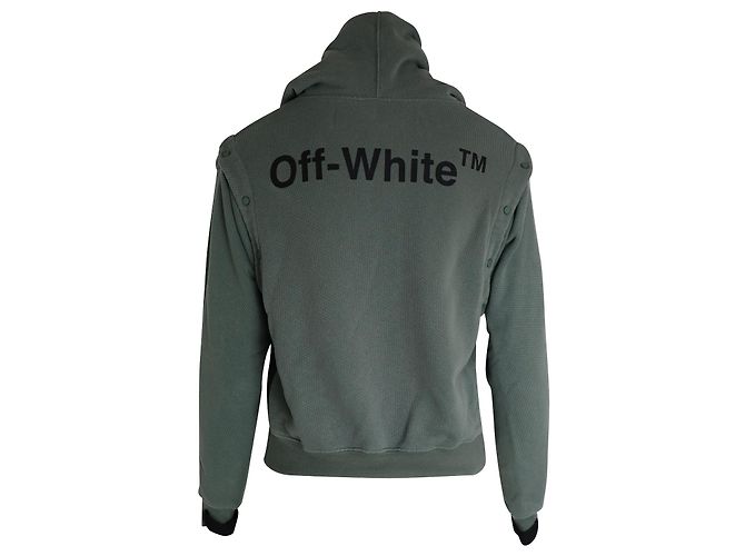 Off White Pull à capuche à manches amovibles Off-White Hoodie en coton kaki - vue 4