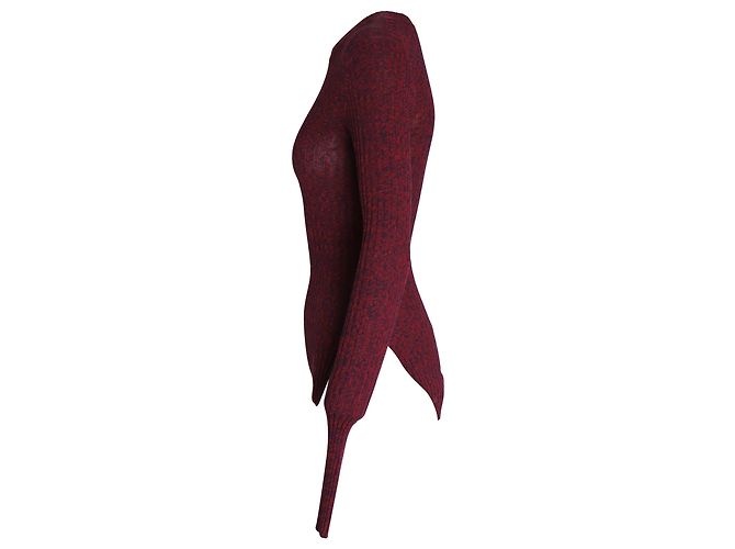 Céline Celine Suéter Canelado em Algodão Borgonha Vermelho Bordeaux - vista 3