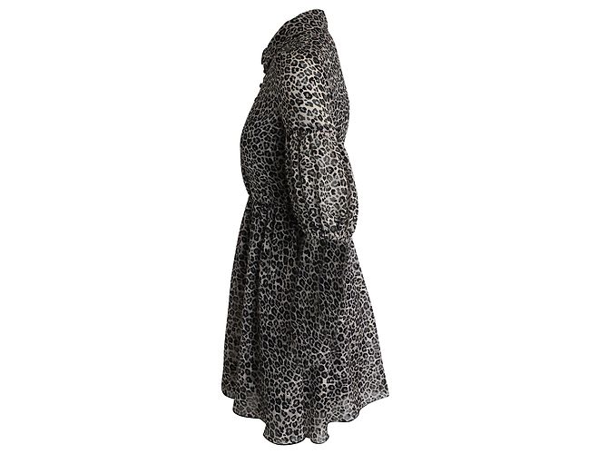 Minivestido Pinko con mangas abullonadas en poliéster con estampado animal - vista 2