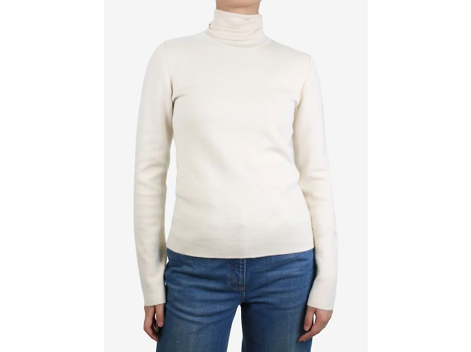Gabriela Hearst Cremefarbener Rollkragenpullover aus dickem Kaschmir – Größe M - Ansicht 3