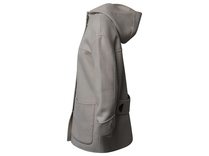 Pinko Kapuzenmantel aus cremefarbenem Polyester Weiß Roh - Ansicht 2