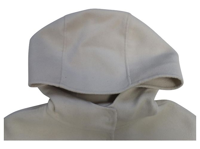 Pinko Kapuzenmantel aus cremefarbenem Polyester Weiß Roh - Ansicht 4