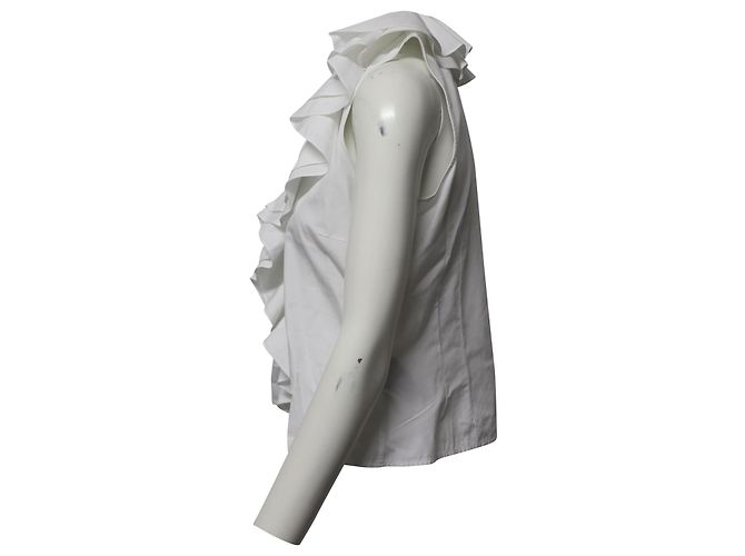 Autre Marque Lauren Ralph Lauren Blusa com babados em algodão branco - vista 2
