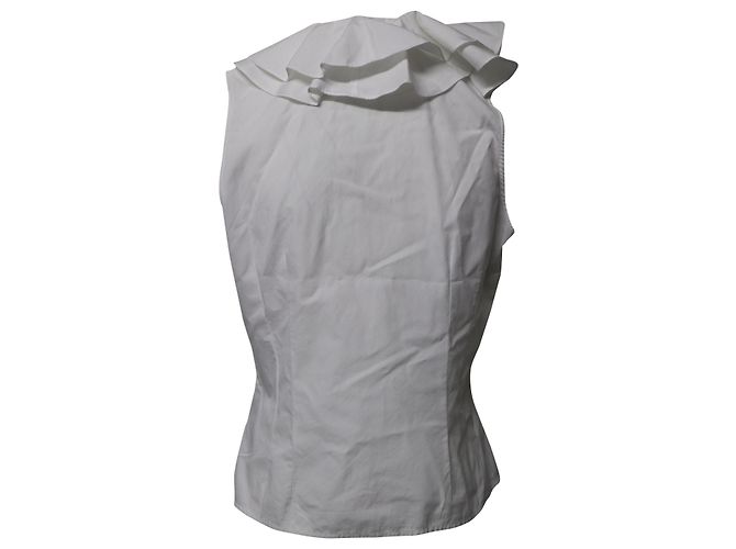 Autre Marque Lauren Ralph Lauren Blusa com babados em algodão branco - vista 3