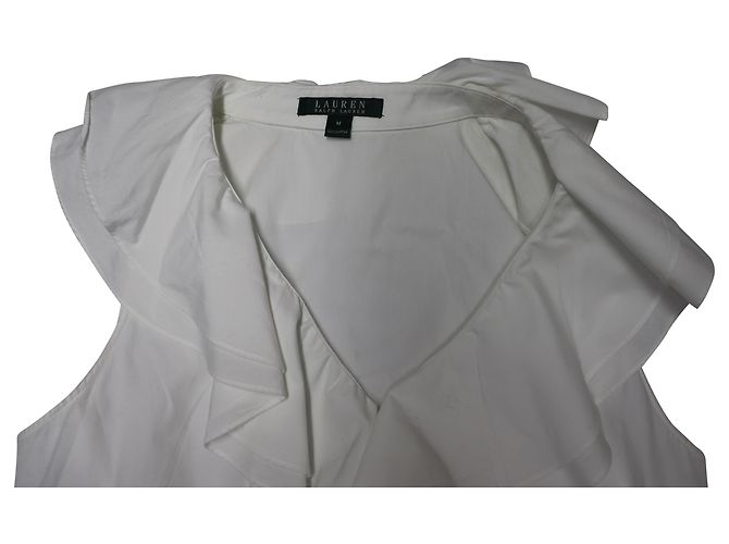 Autre Marque Lauren Ralph Lauren Blusa com babados em algodão branco - vista 6